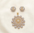 Floral design diamond replica pendent and earring