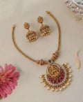 Lakshmi pendent with stones necklace